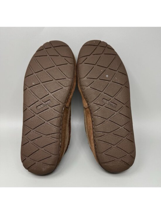 LL Bean Wicked Good Slippers Mens 9 Med Suede Shearling Moccasins Brown main image 3